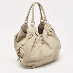 Pre Owned Louis Vuitton Beige Monogram Mahina Leather Surya L Bag