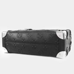 Louis Vuitton Black Calfskin Debossed Monogram Side Trunk 
