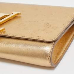 Pre Owned حقيبة كلتش لوي فيتون لويز جلد لامعة باودر بيج