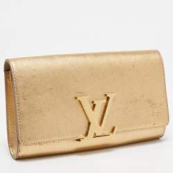 Pre Owned حقيبة كلتش لوي فيتون لويز جلد لامعة باودر بيج