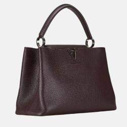 Louis Vuitton Brown Leather MM Capucines Top Handle Bags