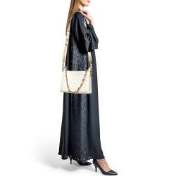 Pre Owned Louis Vuitton White Monogram Embossed Leather Coussin PM Bag