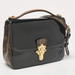 Pre Owned Louis Vuitton Black Vernis Leather and Monogram Canvas Cherrywood BB Bag