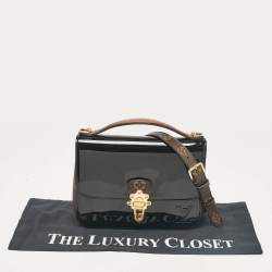 Pre Owned Louis Vuitton Black Vernis Leather and Monogram Canvas Cherrywood BB Bag