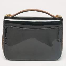 Pre Owned Louis Vuitton Black Vernis Leather and Monogram Canvas Cherrywood BB Bag