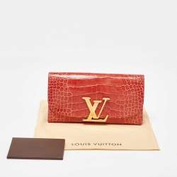 Louis Vuitton Orange Alligator Leather Vivienne LV Long Wallet