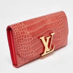 Louis Vuitton Orange Alligator Leather Vivienne LV Long Wallet