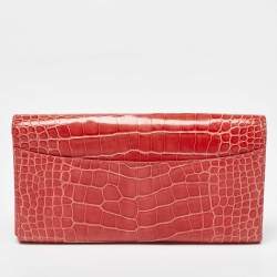 Louis Vuitton Orange Alligator Leather Vivienne LV Long Wallet