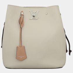 Louis Vuitton Cream, Maroon, Soft Pink Logo Lockme Bucket Bag