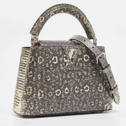 Pre Owned Louis Vuitton Grey Lizard Capucines Mini Bag