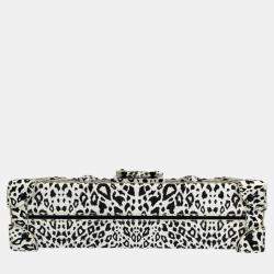 Louis Vuitton Black/White Coated Canvas Leopard Print and Fringe Strap Petite Malle Shoulder Bags