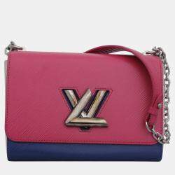 Pre Owned Louis Vuitton Soft Pink, Pink, Blue Epi Leather Twist MM Bag 