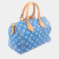 Louis Vuitton Blue Leather Speedy Bandouliere 25 Boston Bag