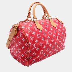 Louis Vuitton Red White Brown Leather Speedy Bandouliere 40 Boston Bag