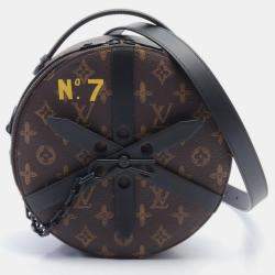 Pre Owned Louis Vuitton Brown Black Wheel Box Coated Canvas Leather Monogram Shoulder Bag