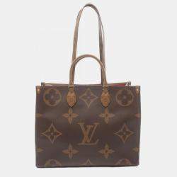 Louis Vuitton On The Go Gm Monogram Giant Reverse Coated Canvas Reverse Brown Beige Tote Bag