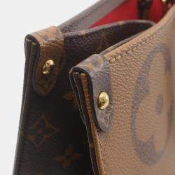 Louis Vuitton On The Go Gm Monogram Giant Reverse Coated Canvas Reverse Brown Beige Tote Bag