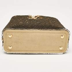 Pre Owned Louis Vuitton Gold Leather and Sequins Capucines Mini Bag