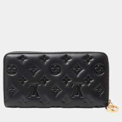 Louis Vuitton Black Leather Monogram Zippy Wallet