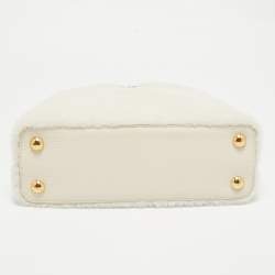 Pre Owned Louis Vuitton Blanc Shearling and Taurillon Leather Capucines BB Bag