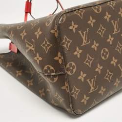 Pre Owned Louis Vuitton Coquelicot Red Monogram Canvas NeoNoe MM Bag