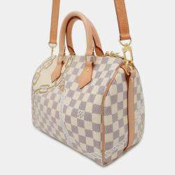 Louis Vuitton Beige Damier Azur Speedy Bandouliere Nautical Size 25