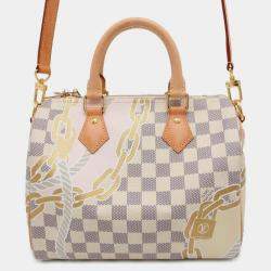 Louis Vuitton Beige Damier Azur Speedy Bandouliere Nautical Size 25