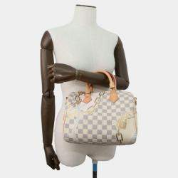 Louis Vuitton Beige Damier Azur Speedy Bandouliere Nautical Size 25