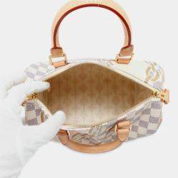 Louis Vuitton Beige Damier Azur Speedy Bandouliere Nautical Size 25