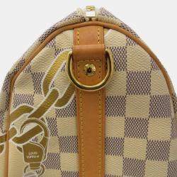 Louis Vuitton Beige Damier Azur Speedy Bandouliere Nautical Size 25