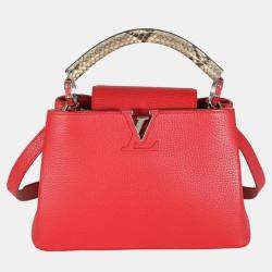 Louis Vuitton Red Python-Trimmed Taurillon Capucines BB Bag