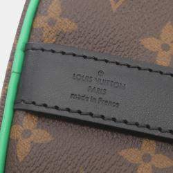 Louis Vuitton Coated Canvas Leather Monogram Macassar Brown Black Green Keepall Bandouliere 25 Handbag