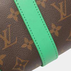 Louis Vuitton Coated Canvas Leather Monogram Macassar Brown Black Green Keepall Bandouliere 25 Handbag