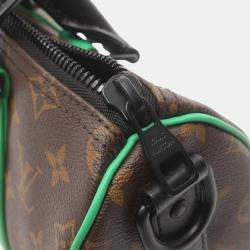 Louis Vuitton Coated Canvas Leather Monogram Macassar Brown Black Green Keepall Bandouliere 25 Handbag