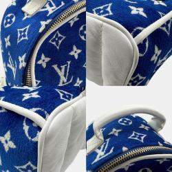 Louis Vuitton Leather Blue White Gold Monogram Jacquard Velvet Palm Springs MINI Backpack