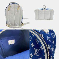 Louis Vuitton Leather Blue White Gold Monogram Jacquard Velvet Palm Springs MINI Backpack