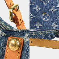Pre Owned Louis Vuitton Monogram Denim Baggy GM Blue Gold bag