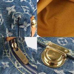 Pre Owned Louis Vuitton Monogram Denim Baggy GM Blue Gold bag