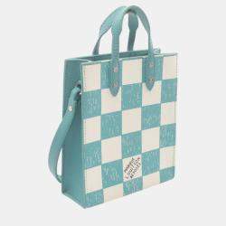 Louis Vuitton Leather Green White Sac Plat XS Damier Checkerboard Handbag