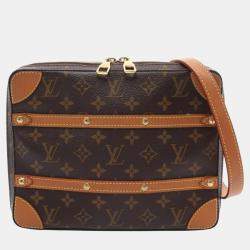 Louis Vuitton Coated Canvas Leather Brown Soft Trunk PM Monogram Shoulder Bag