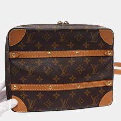 Louis Vuitton Coated Canvas Leather Brown Soft Trunk PM Monogram Shoulder Bag