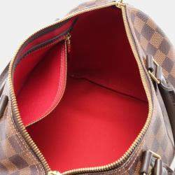 Louis Vuitton Coated Canvas Leather Damier Brown Speedy Bandouliere 30 Handbag