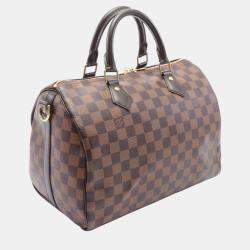 Louis Vuitton Coated Canvas Leather Damier Brown Speedy Bandouliere 30 Handbag