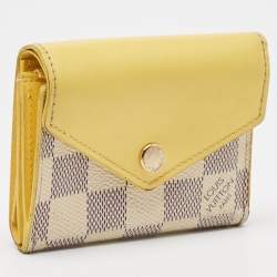 Louis Vuitton Jaune Pale Leather and Damier Azur Canvas Zoe Wallet