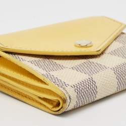 Louis Vuitton Jaune Pale Leather and Damier Azur Canvas Zoe Wallet