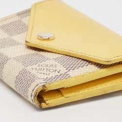 Louis Vuitton Jaune Pale Leather and Damier Azur Canvas Zoe Wallet