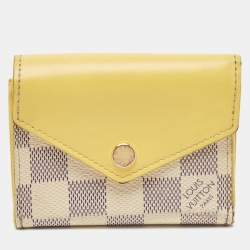 Louis Vuitton Jaune Pale Leather and Damier Azur Canvas Zoe Wallet