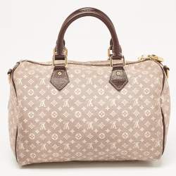 Pre Owned Louis Vuitton Sepia Monogram Mini Lin Canvas Speedy 30 Bag