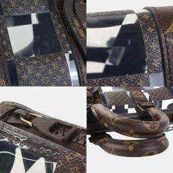 Pre Owned Louis Vuitton Brown Canvas Monogram Chess Keepall Bandouliere 25 Handbag