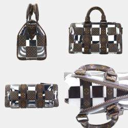 Pre Owned Louis Vuitton Brown Canvas Monogram Chess Keepall Bandouliere 25 Handbag